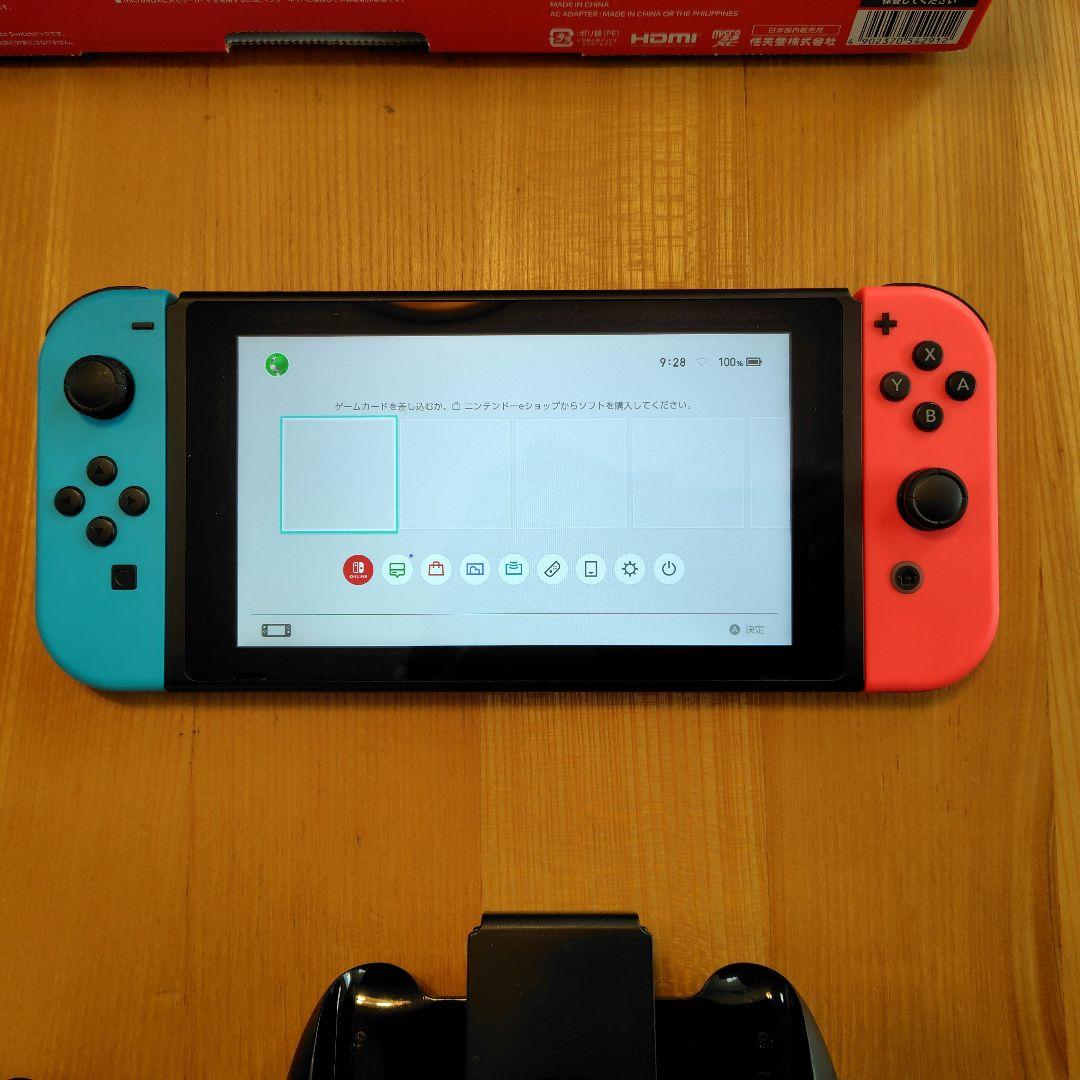 美品　Nintendo Switch 本体、 青/赤Joy-Con 箱あり