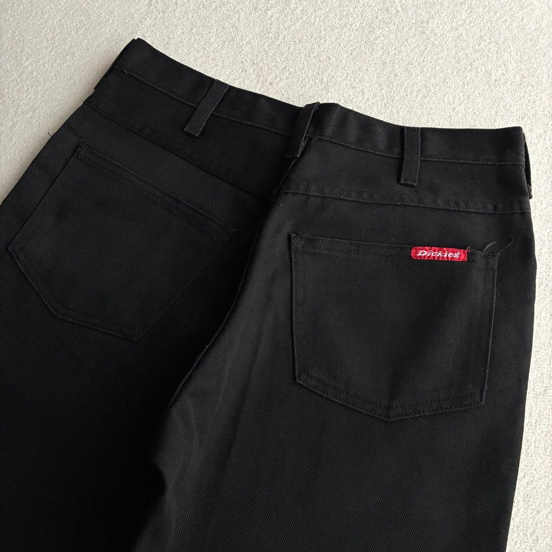 90s DICKIES コットンポリ スラックスパンツ ブラック W31 古着