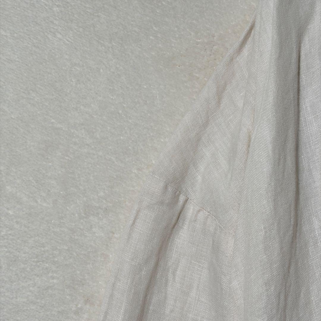 ネストローブ　リネンシャーリングネックワンピース　フリル　2way ロング　麻