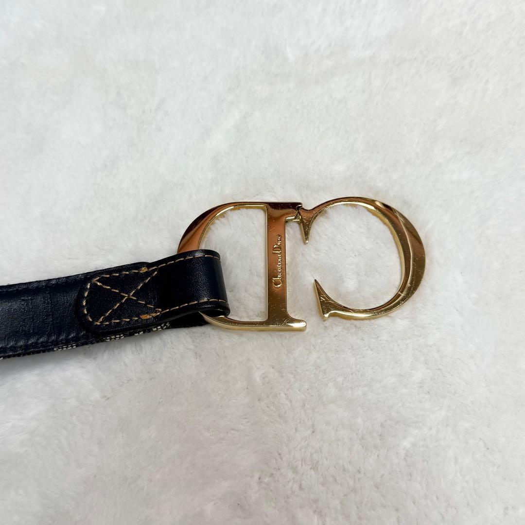 美品 Christian Dior トロッター柄 ベルト CD金具 ゴールド金具