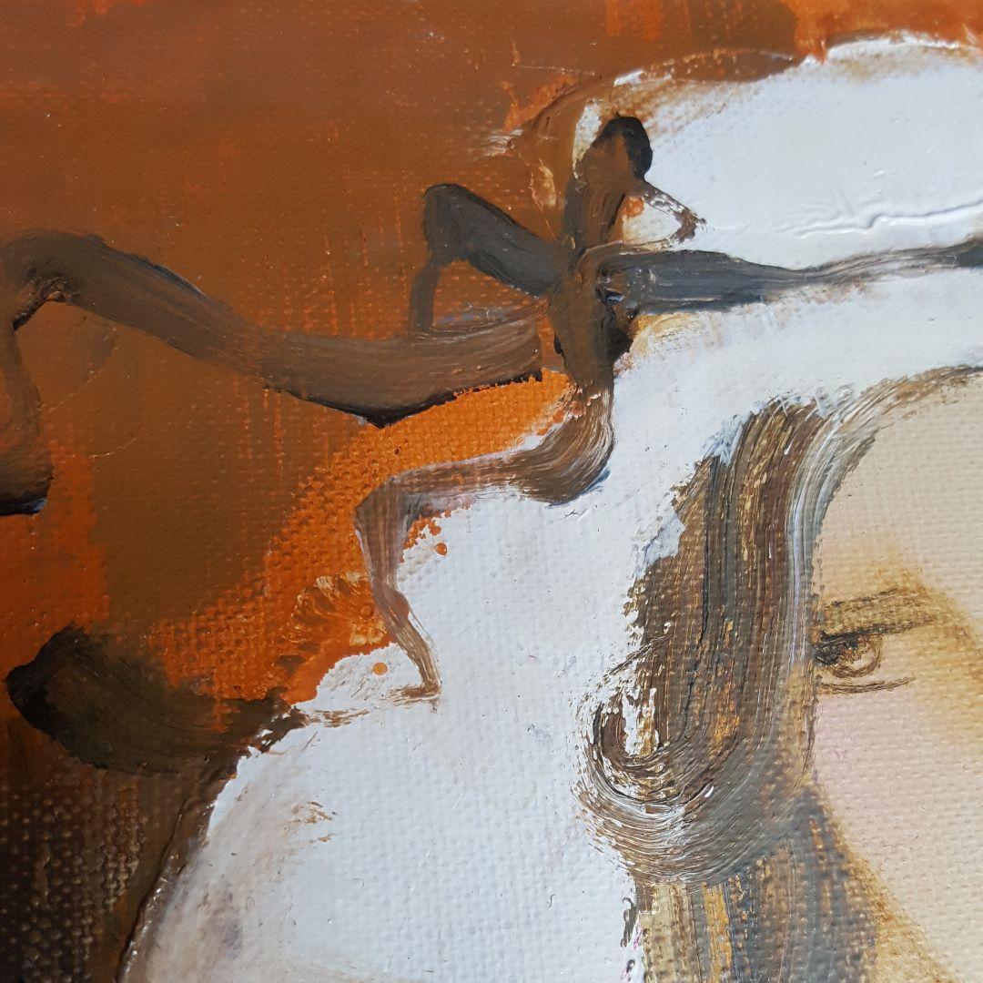 【油彩】二科展理事　松任谷國子先生　原画「リスボンの丘」独特なタッチで描く女性画