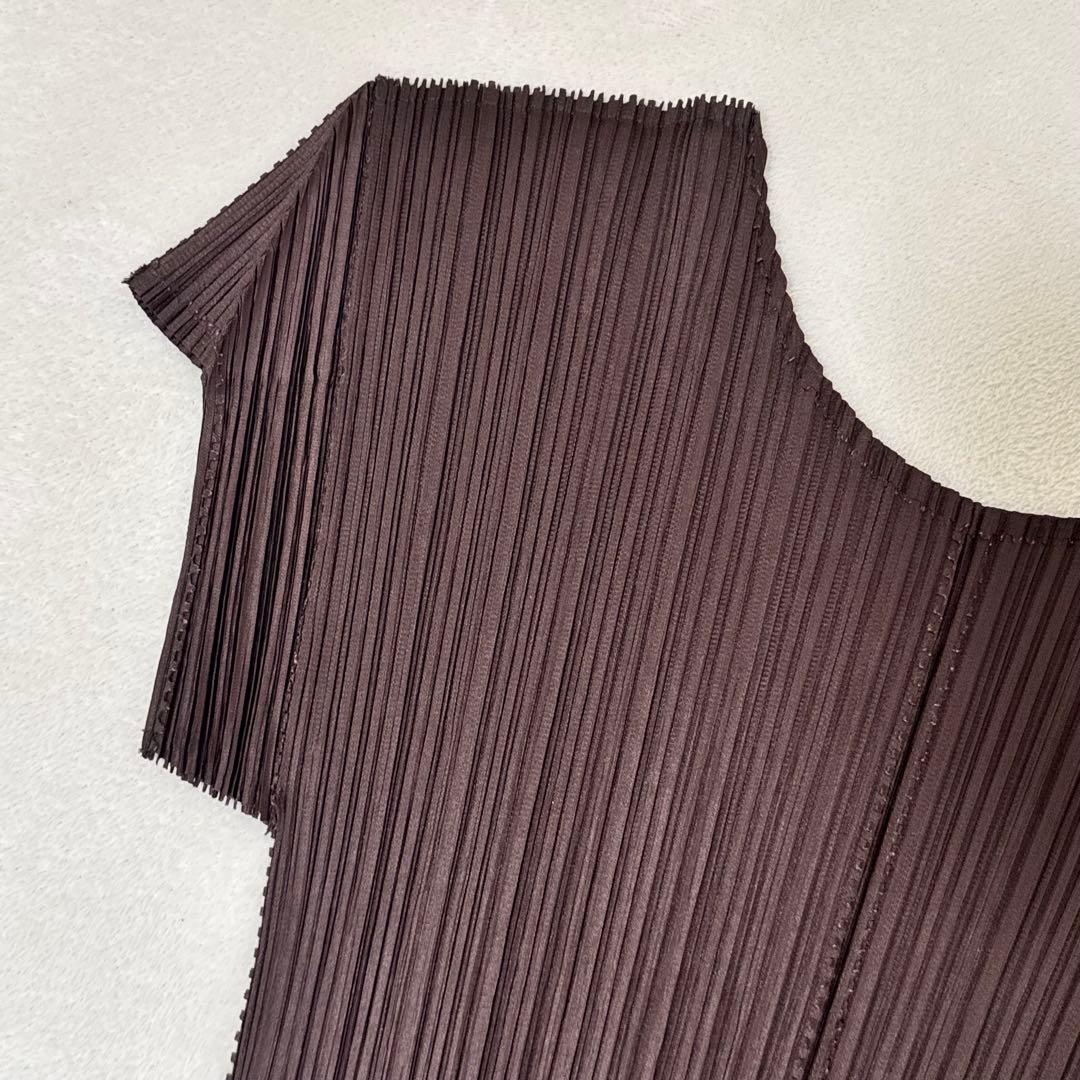 極美品✨PLEATS PLEASE 特殊加工　プリーツ　半袖　ブラウン　トップス