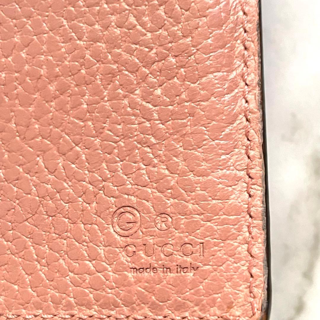 GUCCI グッチ 長財布 GG 金具 オールレザー ピンク　0121-④