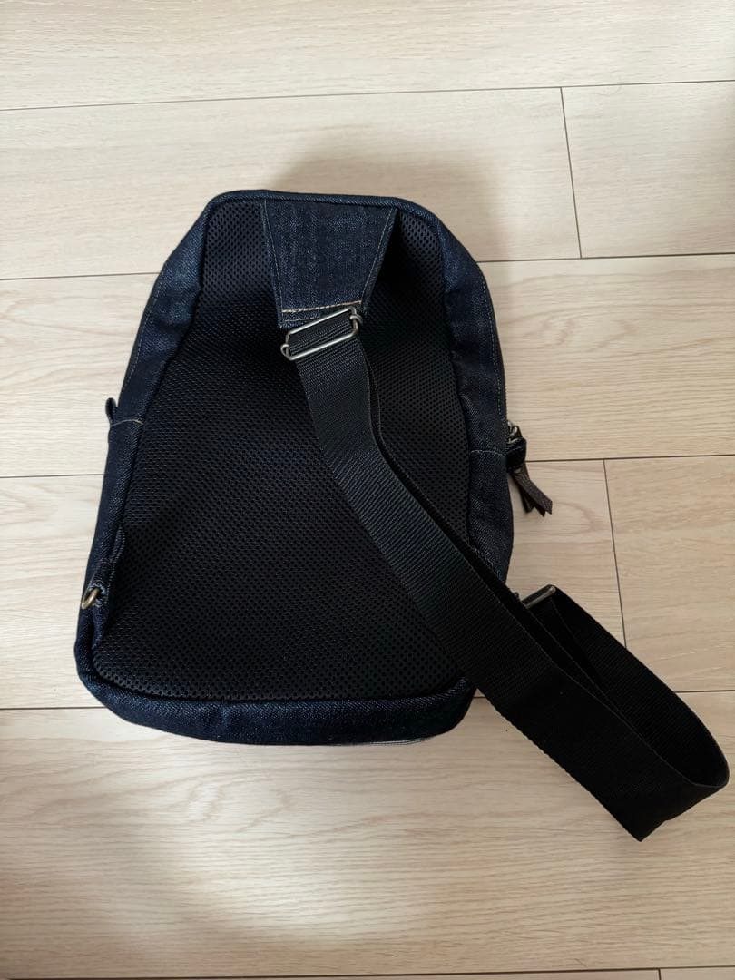 最終値下げ ayanokoji がま口 ボディバッグ デニム×ヒッコリー