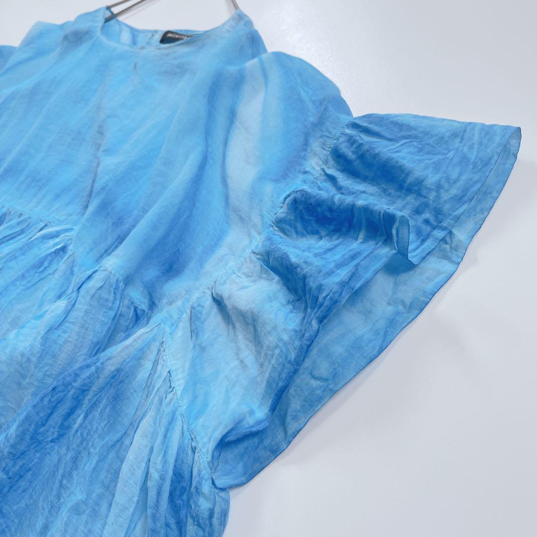 ▪️24SS ミズイロインド ピグメントダイワイドギャザープルオーバー ブルー