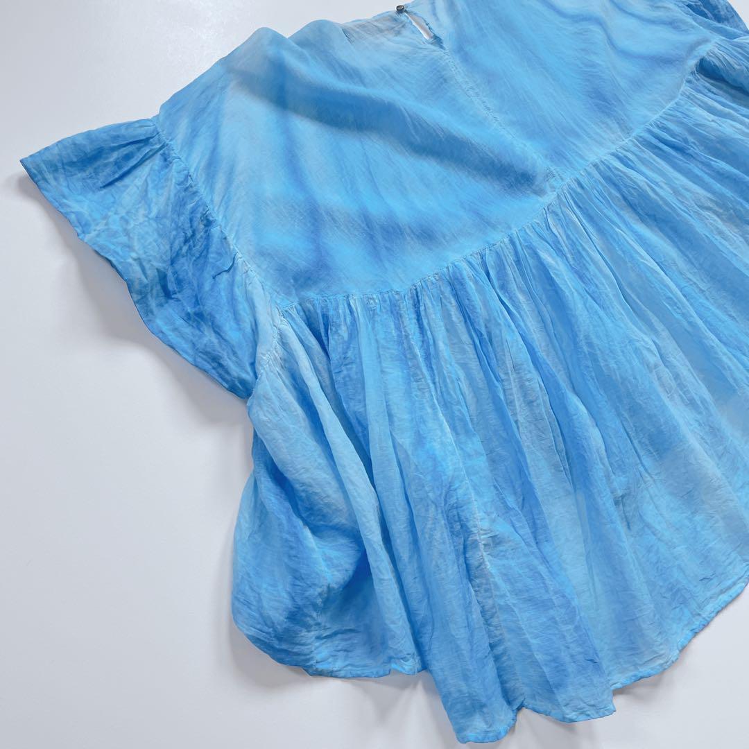 ▪️24SS ミズイロインド ピグメントダイワイドギャザープルオーバー ブルー