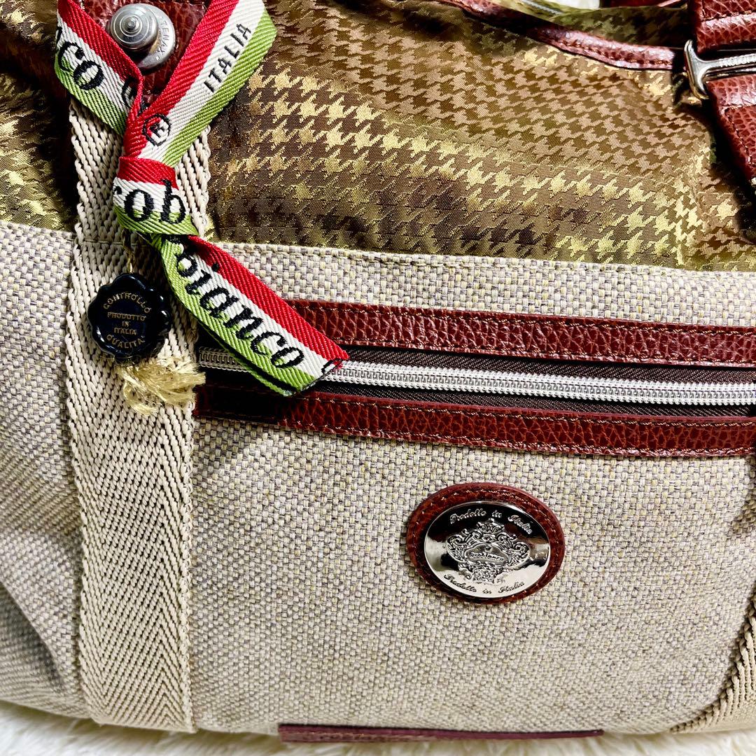 【希少デザイン】Orobianco 2WAY ビジネスバッグ　レザー　千鳥格子