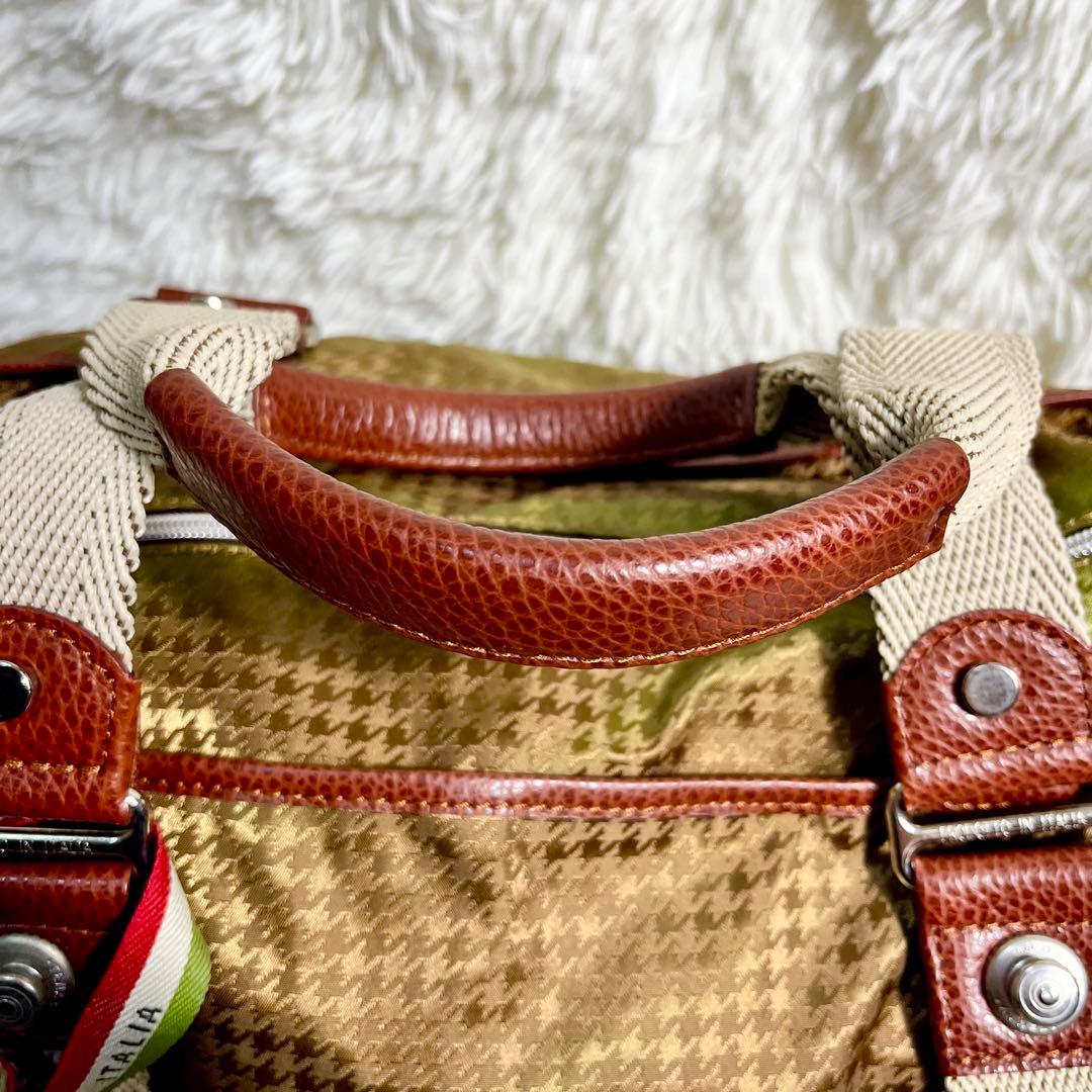 【希少デザイン】Orobianco 2WAY ビジネスバッグ　レザー　千鳥格子