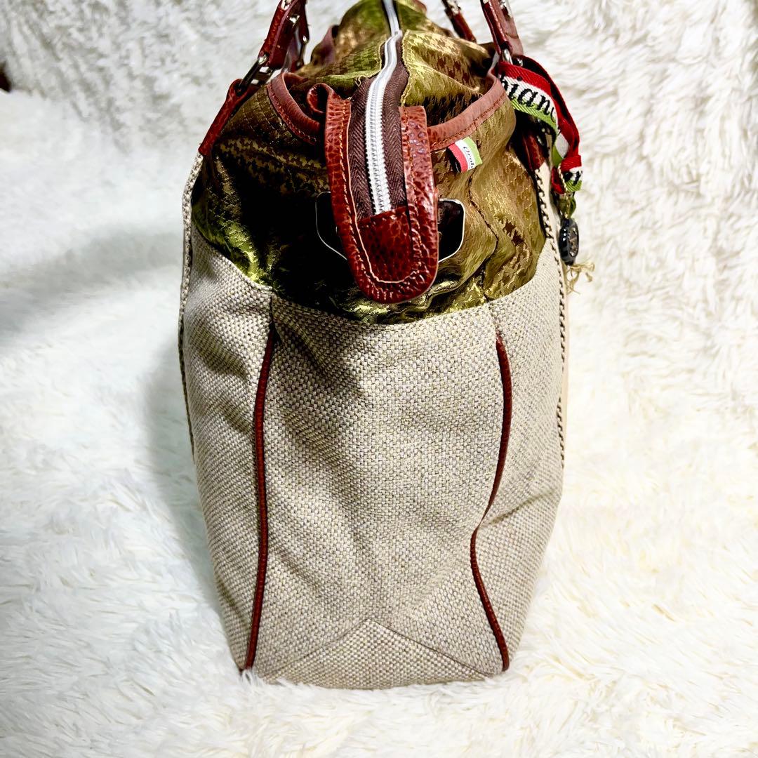 【希少デザイン】Orobianco 2WAY ビジネスバッグ　レザー　千鳥格子