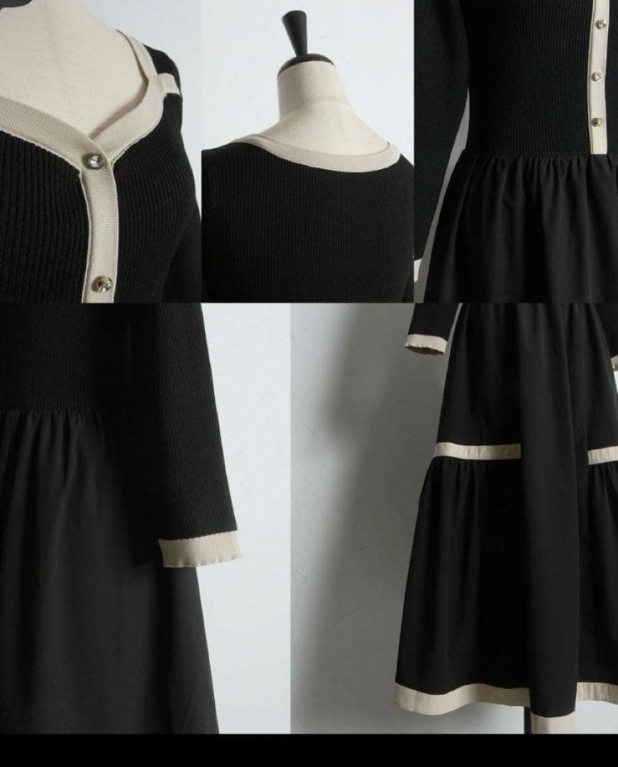 【値下げ可です】トッコクローゼット　ニットドッキングバイカラーワンピース