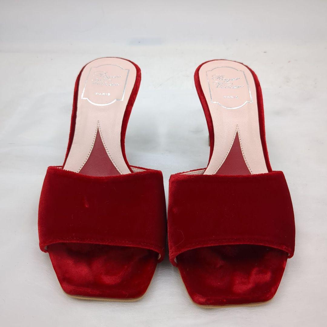 未使用級 ロジェヴィヴィエ ビジュー ヒール ベロア ミュール 36 23cm