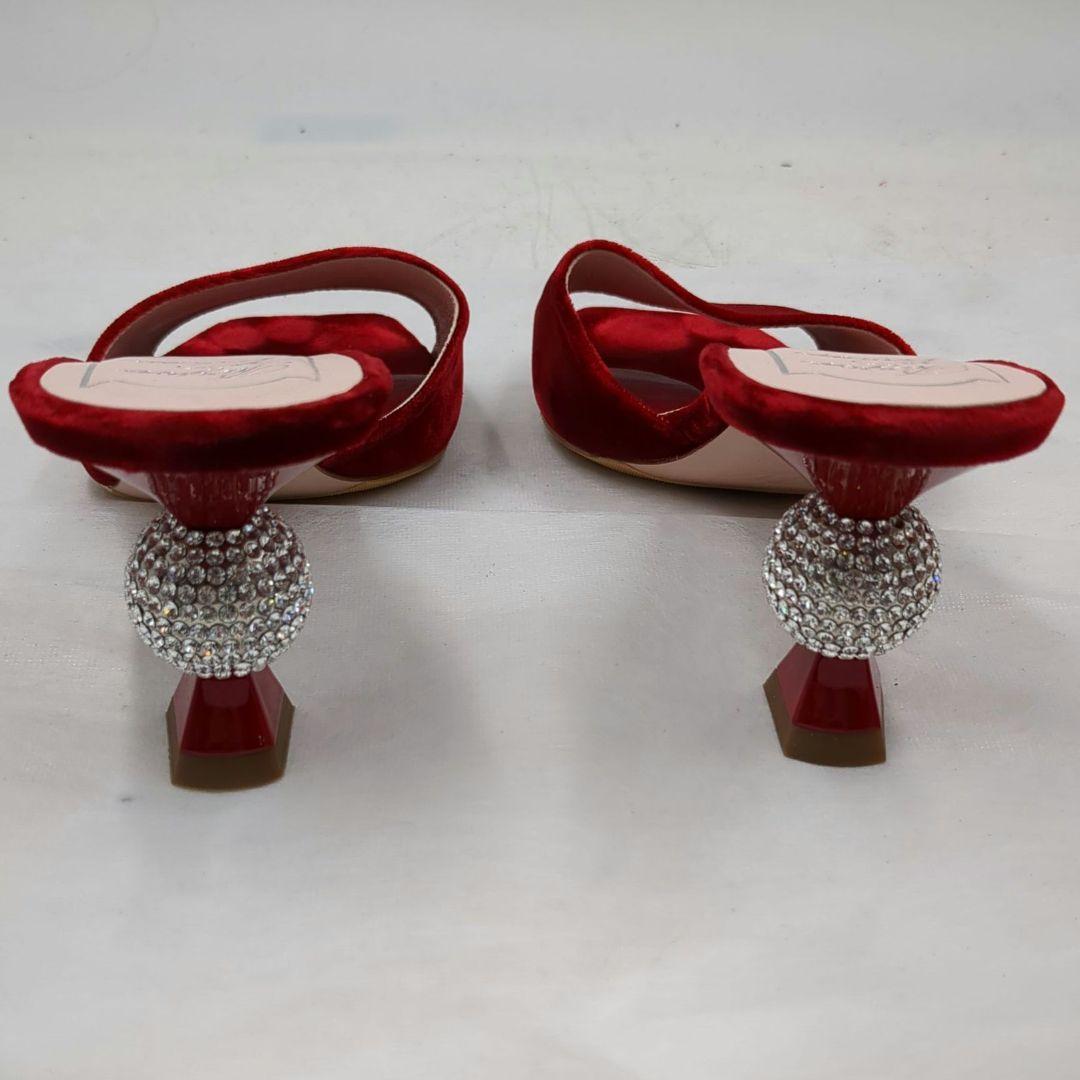 未使用級 ロジェヴィヴィエ ビジュー ヒール ベロア ミュール 36 23cm