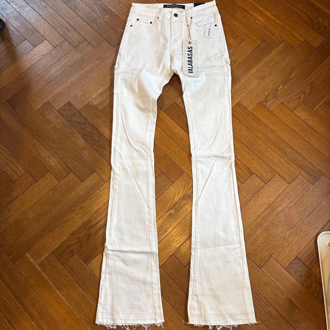 valabasasバラバサス スーパースタックスキニーフレアデニム ホワイト29
