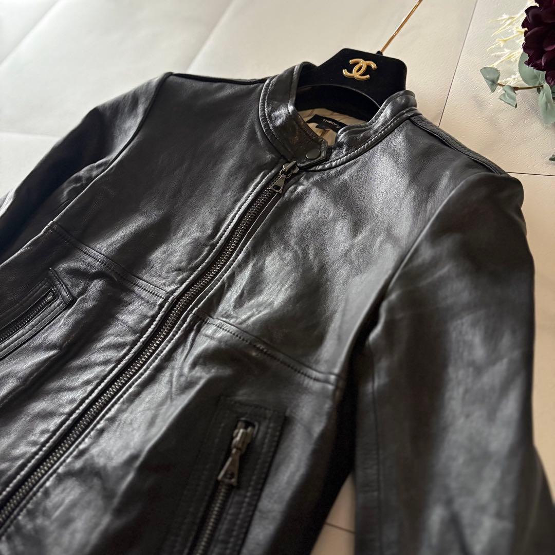 美品　セオリー　ラムレザー　シングルライダース　ブラック　S