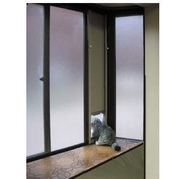 国産工事不要サッシ取付用パネルキャットドアSブラウン