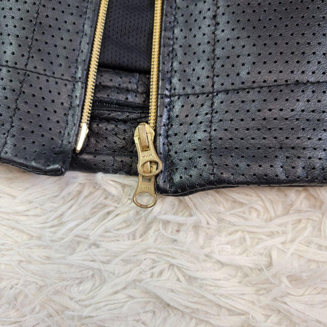 カドヤ BLACK Curvy シングルライダース パンチングレザー 牛革 M