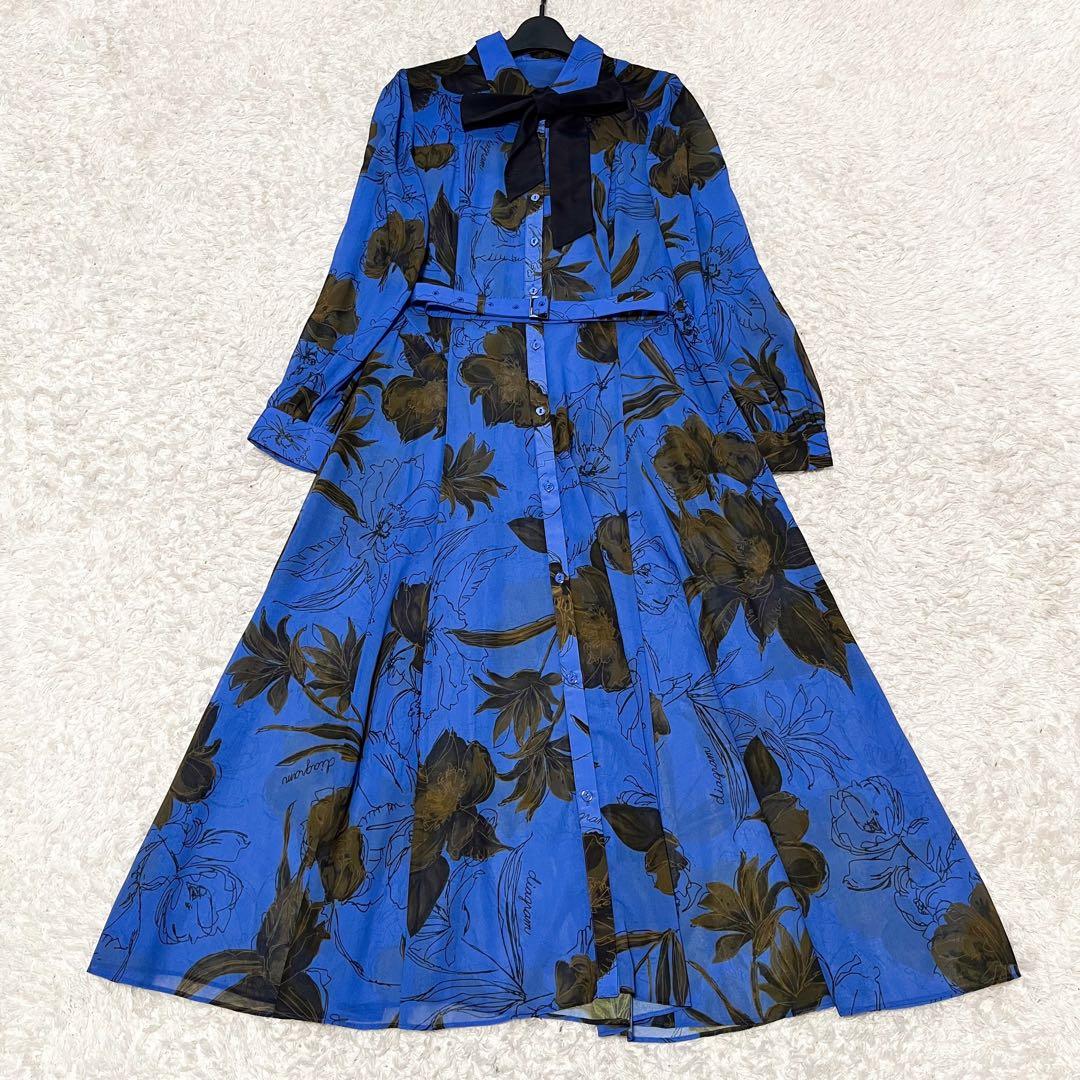 GRACE CONTINENTAL ボウタイ ロゴフラワープリントワンピース