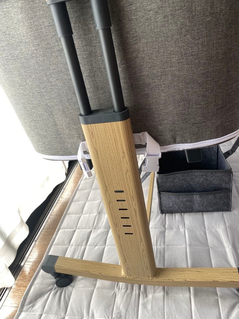 hzdmj ベビーベッド グレー色　オムツストッカー付き