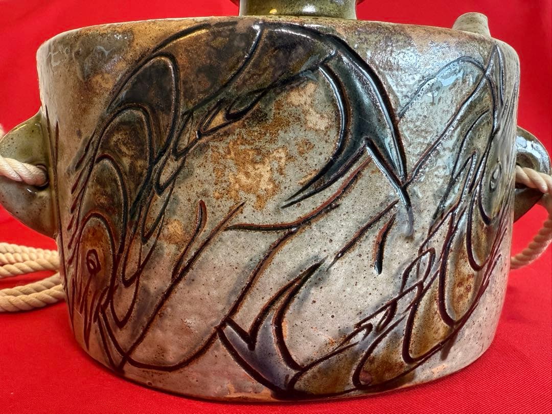 お*)様 きびん ★☆ 海老紋抱瓶 壺屋焼 壷屋焼 作家もの 人間国宝？ 詳細不