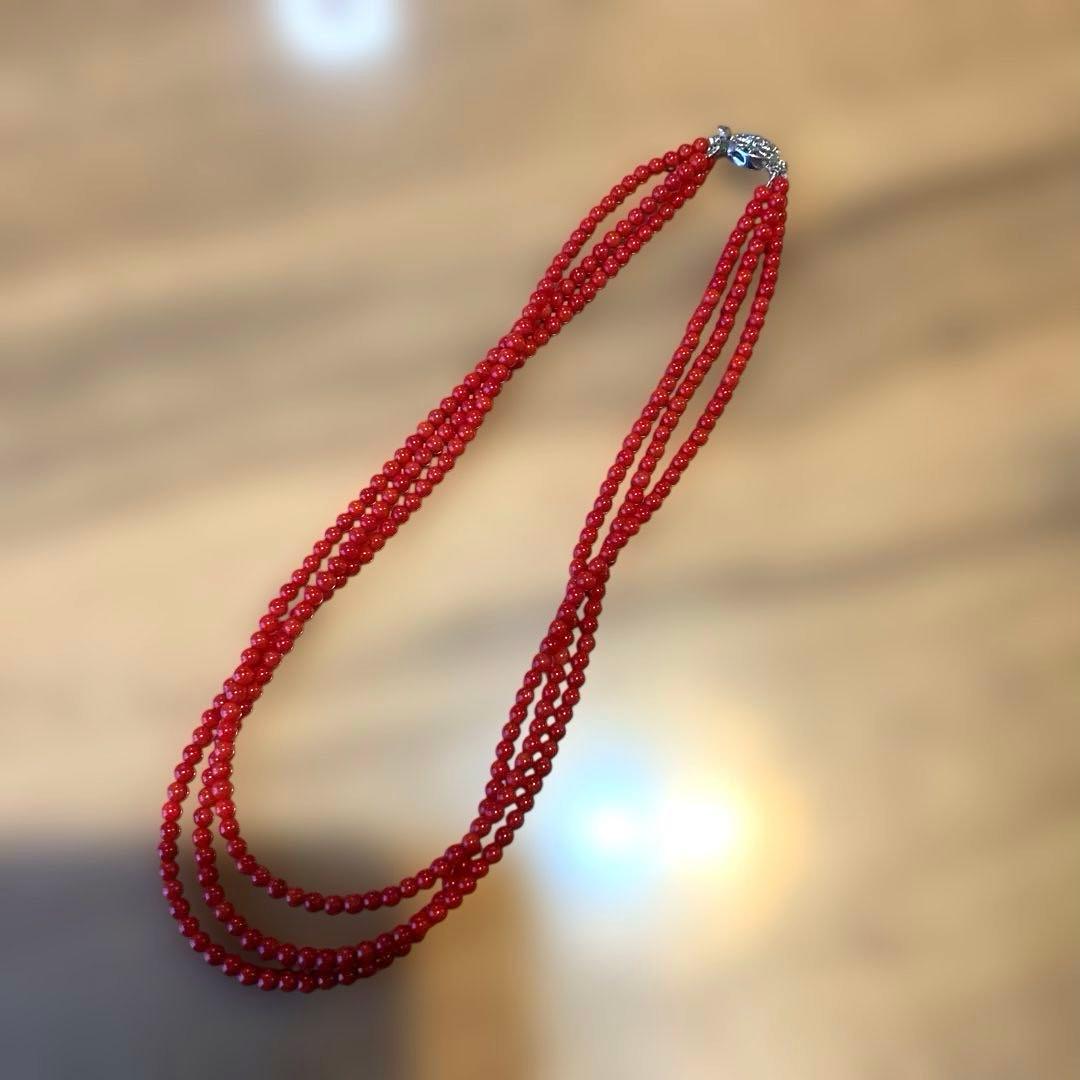 赤珊瑚　3連ネックレス