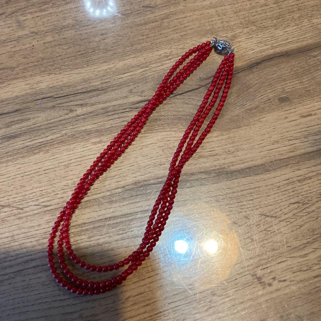 赤珊瑚　3連ネックレス