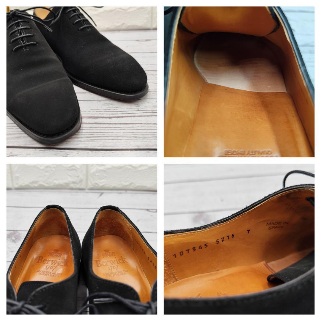 美品 Berwick1707 バーウィック 黒 ホールカット スエード 内羽根