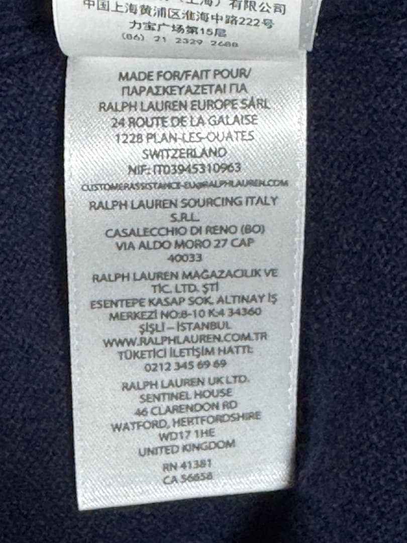 ポロラルフローレン ドッグインターシャ カシミヤセーター サイズM 新品 紺色